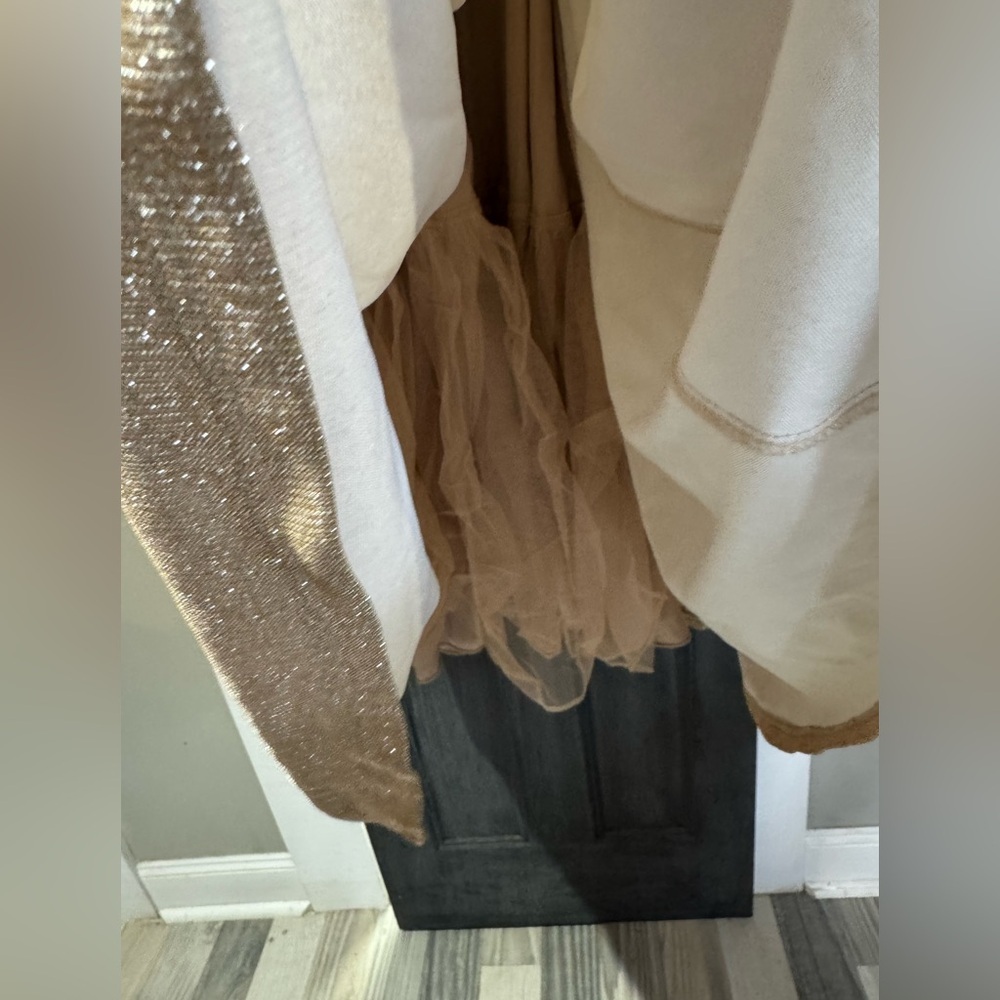David’s Bridal Glitter Spaghetti Strap Gown Gold Size 1 (altered) - Picture 7 of 13